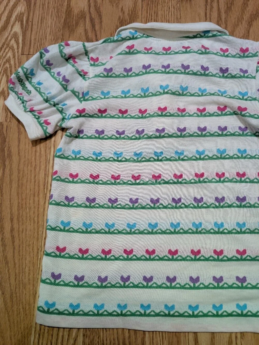 Vintage OshKosh B'gosh Girl Polo shirt Geometric Hearts USA 6